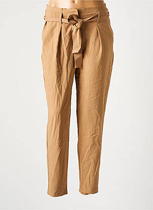 Pantalon chino tissage popeline taille haute beige ONLY femme