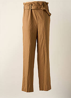 Pantalon droit stretch taille haute marron DEUX. BY ELINE DE MUNCK femme