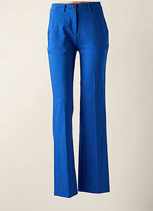 Pantalon chino fermeture zippée sous rabat avec crochet taille haute bleu DEUX. BY ELINE DE MUNCK femme