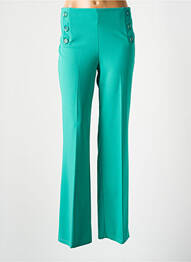 Pantalon large tissage crêpe taille haute vert LADY LOL femme
