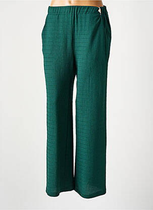 Pantalon large tissage crêpe taille haute vert EMA BLUE'S femme