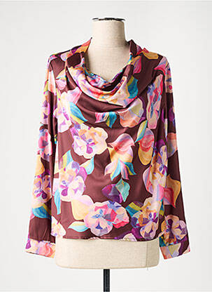 Blouse imprimé fleurs manches longues marron HIPPOCAMPE femme
