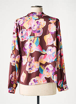 Blouse imprimé fleurs manches longues marron HIPPOCAMPE femme