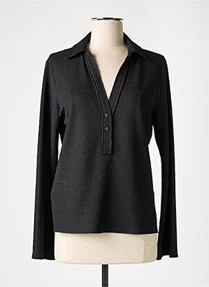 Top tissage crêpe manches longues noir EMA BLUE'S femme