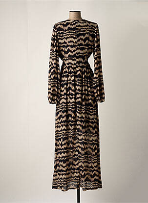 Robe longue manches longues manches longues beige OPULLENCE femme