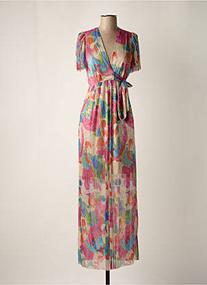 Robe longue imprimé fantaisie manches courtes rose SCARLET ROOS femme