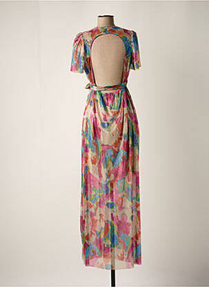 Robe longue imprimé fantaisie manches courtes rose SCARLET ROOS femme