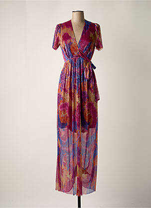 Robe longue imprimé fantaisie manches courtes bleu SCARLET ROOS femme