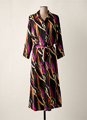 Robe longue imprimé fantaisie manches longues noir SCARLET ROOS femme