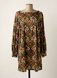 Robe mi-longue coupe fluide manches longues vert JANIS & JOHN femme