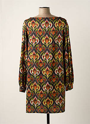 Robe mi-longue coupe fluide manches longues vert JANIS & JOHN femme
