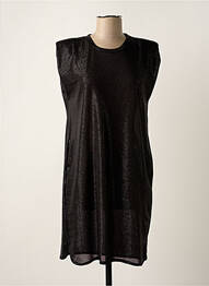 Robe mi-longue manches courtes manches courtes noir VIE TA VIE femme
