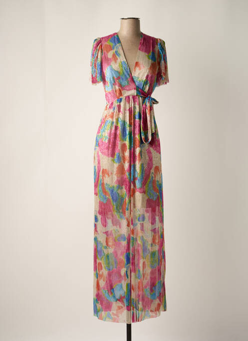 Robe longue imprimé fantaisie manches courtes rose SCARLET ROOS femme