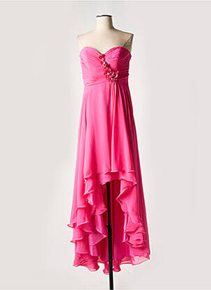 Robe longue tissage crêpe sans manche rose FASHION NEW YORK femme