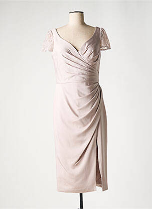 Robe mi-longue manches 3/4 manches 3/4 beige CREATIF PARIS femme