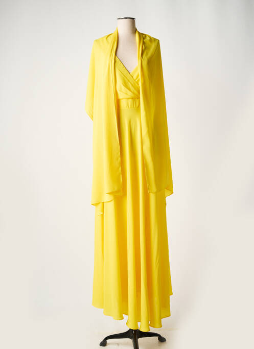 Robe longue tissage crêpe sans manche jaune EDAS femme