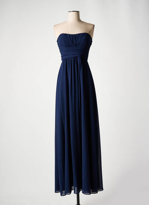 Robe longue tissage crêpe sans manche bleu EDAS femme