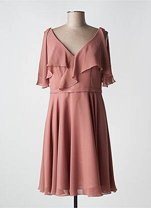 Robe mi-longue coupe fluide manches courtes rose FASHION NEW YORK femme