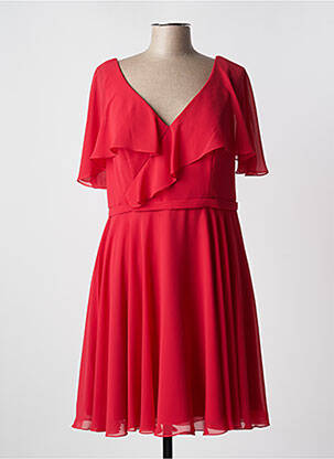 Robe mi-longue coupe fluide manches courtes rouge FASHION NEW YORK femme