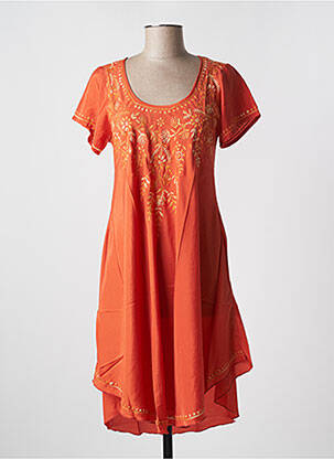 Robe mi-longue manches courtes manches courtes orange PINK P femme