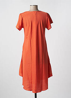 Robe mi-longue manches courtes manches courtes orange PINK P femme