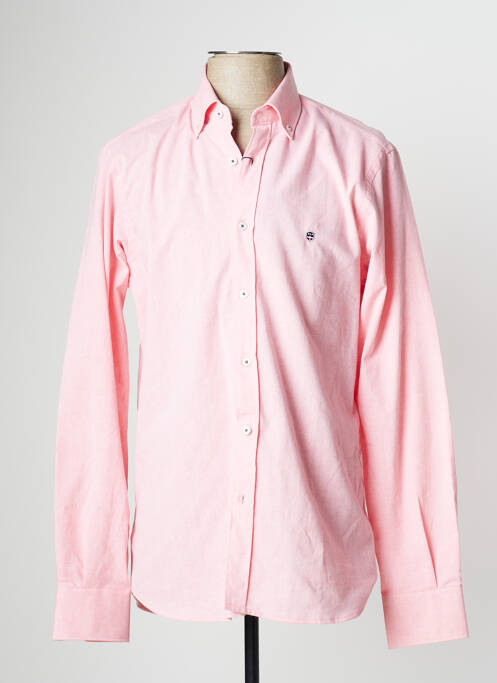 Chemise manches longues rose BASSETTE pour homme