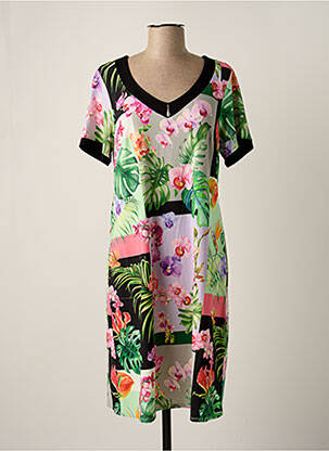 Robe mi-longue manches courtes manches courtes vert BARANDI femme
