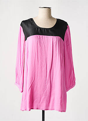 Blouse tissage popeline manches 3/4 rose CISO femme