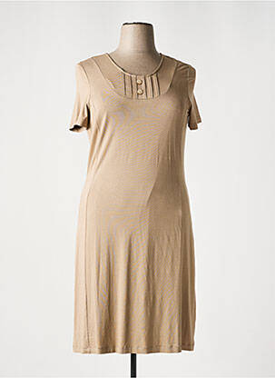 Robe mi-longue manches courtes manches courtes beige ESCOLA femme