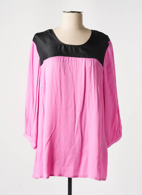 Blouse fermeture boutonnée au dos manches 3/4 rose CISO femme