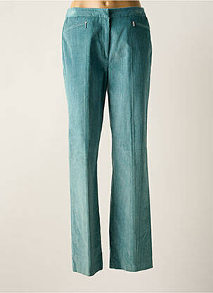 Pantalon droit fermeture zippée sous rabat boutonné taille normale bleu HAUBER femme