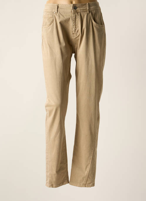 Pantalon slim tissage popeline taille normale beige FRED SABATIER femme