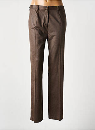 Pantalon droit fermeture zippée sous rabat boutonné marron FRANK WALDER femme