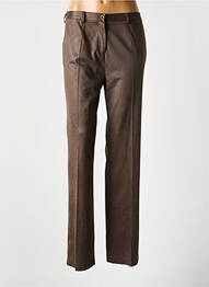 Pantalon droit fermeture zippée sous rabat boutonné marron FRANK WALDER femme