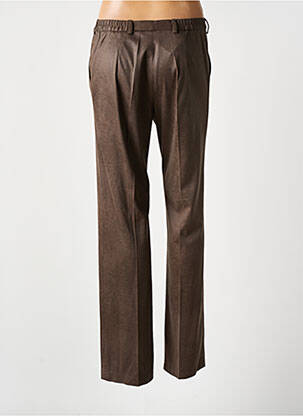 Pantalon droit fermeture zippée sous rabat boutonné marron FRANK WALDER femme