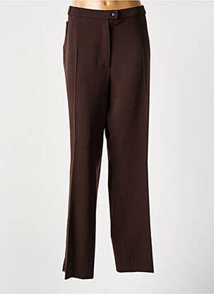 Pantalon droit fermeture zippée sous rabat boutonné marron QUATTRO femme