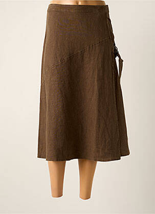 Jupe mi-longue coupe droite marron ISABEL DE PEDRO femme