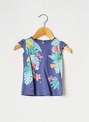 T-shirt fermeture boutonnée au dos manches courtes bleu BOBOLI fille