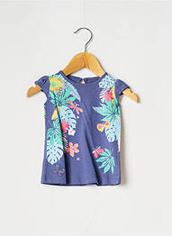 T-shirt fermeture boutonnée au dos manches courtes bleu BOBOLI fille