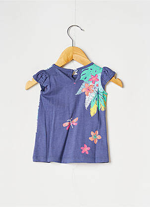 T-shirt fermeture boutonnée au dos manches courtes bleu BOBOLI fille