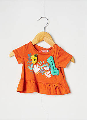 T-shirt coupe cintrée manches courtes orange BOBOLI fille