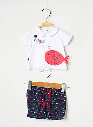 Ensemble short fermeture ceinture à nouer à la taille blanc BOBOLI garçon