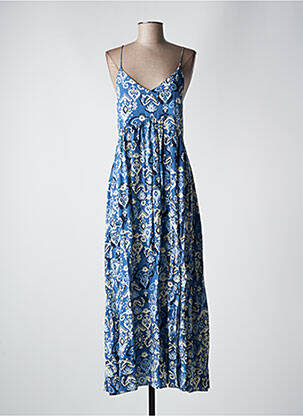 Robe longue imprimé fantaisie fines bretelles bleu Y'COO femme