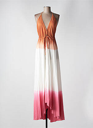 Robe longue coupe cintrée fines bretelles orange JOON femme
