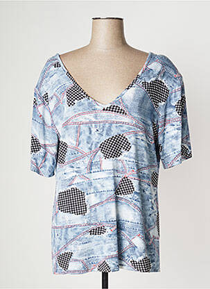 Top tissage jersey manches courtes bleu DEOMINO femme
