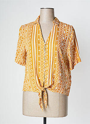 Chemisier tissage crêpe manches courtes jaune Y'COO femme