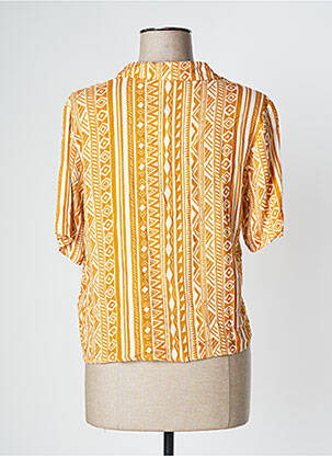 Chemisier tissage crêpe manches courtes jaune Y'COO femme