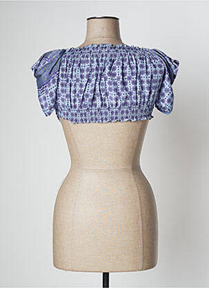 Top imprimé fantaisie manches courtes bleu LARA-ETHNICS femme