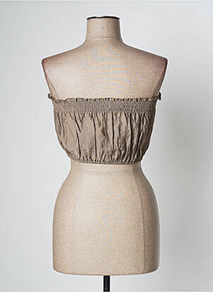 Top coupe cintrée sans manche marron LARA-ETHNICS femme