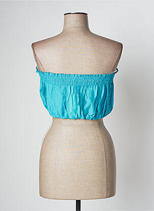 Top coupe cintrée sans manche bleu LARA-ETHNICS femme